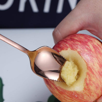 Rose Gold Grapefruit Spoons 3 Pieces Set, 2 Stainless Steel Grapefruit Spoon And 1 Grapefruit knife With Titanium Plating, Grapefruit Utensil Set, Serrated Edges Spoon pack of 3