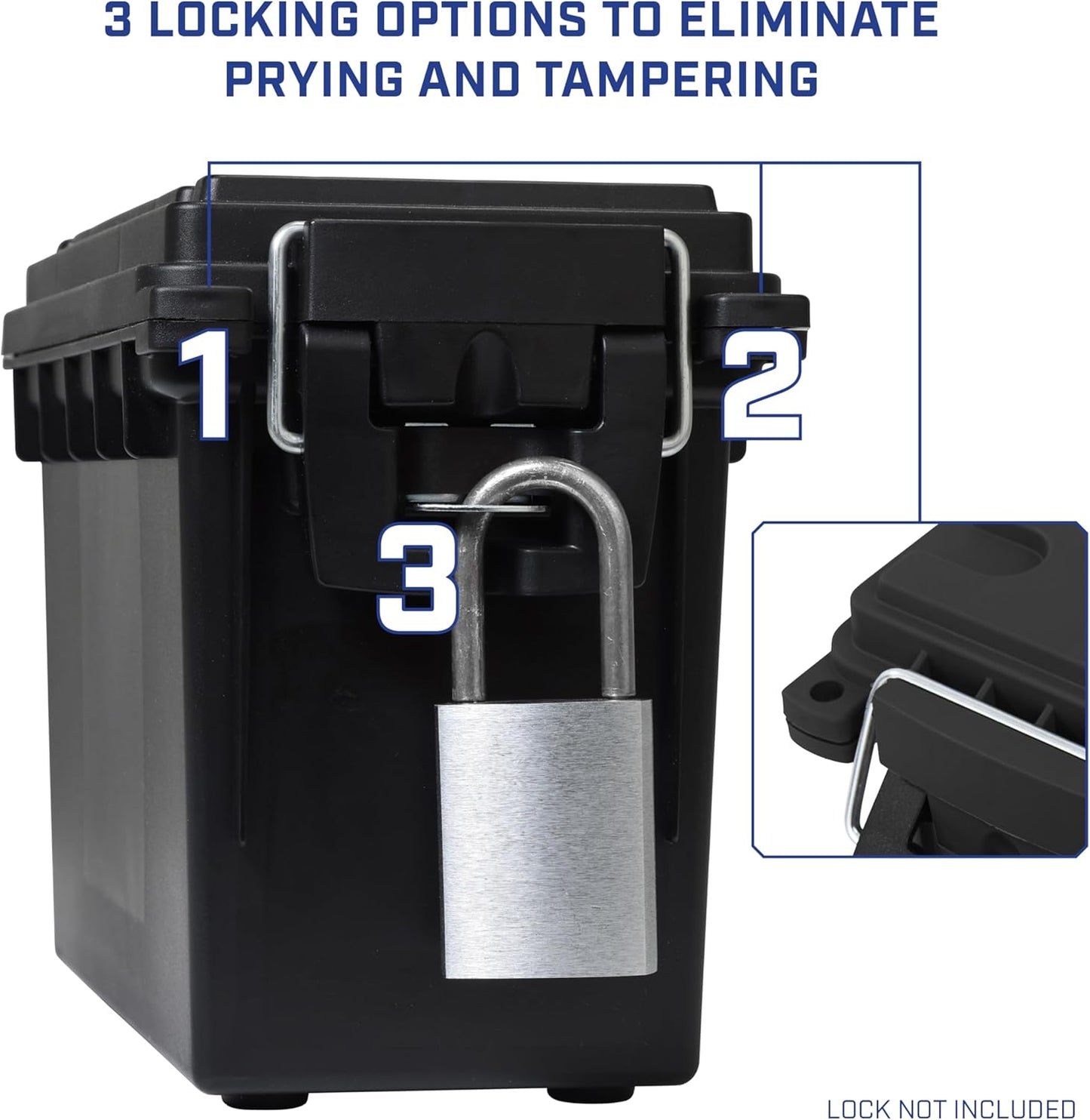 12629 Ammo Storage Box, .30 Cal Field Boxes, Lockable Storage Box with Handle, Secures Hunting Gear, Supplies, and Bullets, Made in USA