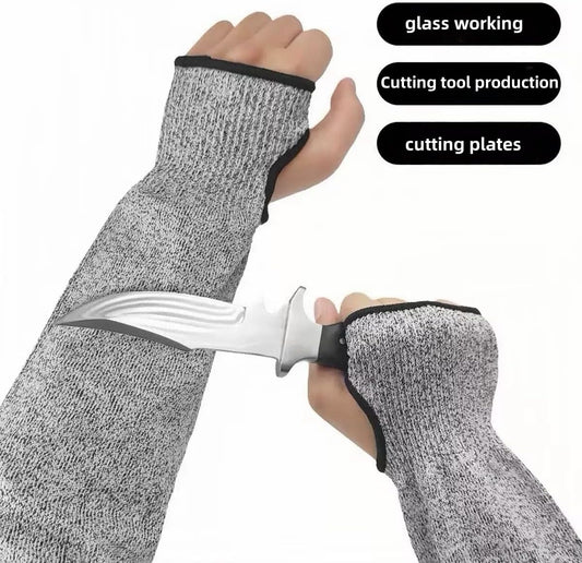 2 Pairs Cut Resistant Set, Arm Sleeves ( 45cm ) and Leg Sleeves ( 42cm ) for Men, Women, Level 5 Protection Hppe Resuable for Gardening, Kitchen, Safety Protective, Heavy Duty, Industrial