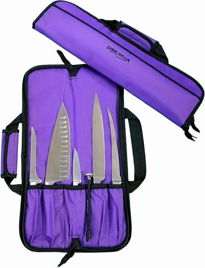 5 Pocket Chef Knife Case Roll Bag Bi-Fold (Black) Lightweight - Durable Nylon / Polyester Blend– Perfect for the Busy Traveling Chef