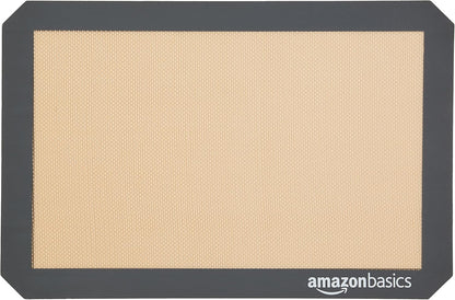 Rectangular Non-Stick Silicone Baking Mat, Food Safe, Heat Resistant, 9"x13", 9.9"x14.8", and 16.5"x11.6", Beige/Gray, Pack of 3