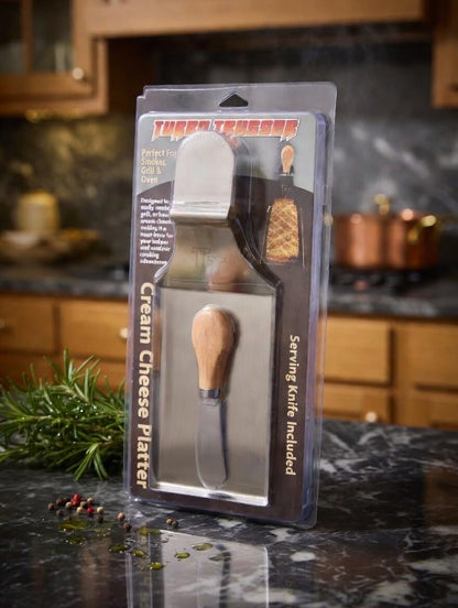 I Cream Cheese Platter with Serving Knife I Easily Smoke Cream Cheese I Perfect for Smoker, Grill, & Oven I Dishwasher Safe I Made in USA I 1 Platter