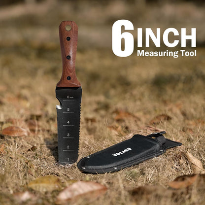 Hori Hori Garden Knife, Garden Tools with Sheath for Weeding,Planting,Digging, 7" Stainless Steel Blade with Cutting Edge, Full-Tang Wood Handle with Hanging Hole
