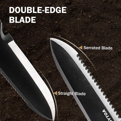 Hori Hori Garden Knife, Garden Tools with Sheath for Weeding,Planting,Digging, 7" Stainless Steel Blade with Cutting Edge, Full-Tang Wood Handle with Hanging Hole