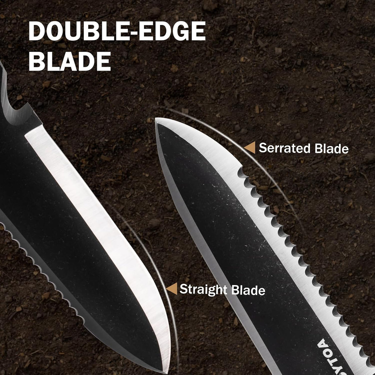 Hori Hori Garden Knife, Garden Tools with Sheath for Weeding,Planting,Digging, 7" Stainless Steel Blade with Cutting Edge, Full-Tang Wood Handle with Hanging Hole