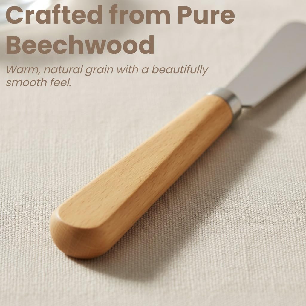 Butter Knives Set of 2, Beechwood Handle, Durable Stainless Steel Blade, Butter Knife for Smooth Spreading Butter Cream Cheese Jam, Ideal for Bagels, Sandwiches, Butter Knife Spreader 7 Inches