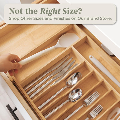 Silverware & Utensil Drawer Organizer, 18-33 in, Bamboo | Cutlery, flatware, food-safe contract grade, kitchen drawer fit