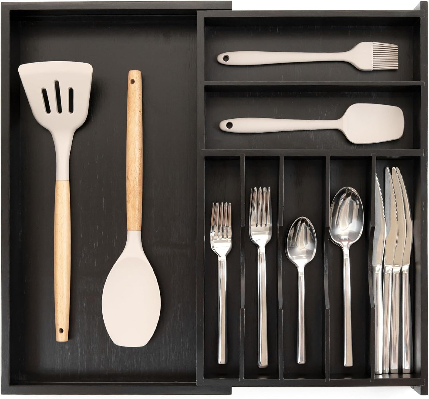 Silverware & Utensil Drawer Organizer, 18-33 in, Bamboo | Cutlery, flatware, food-safe contract grade, kitchen drawer fit