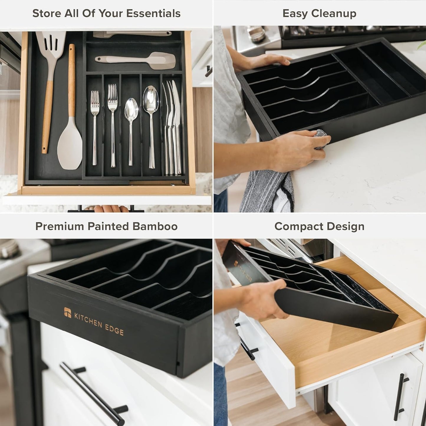 Silverware & Utensil Drawer Organizer, 18-33 in, Bamboo | Cutlery, flatware, food-safe contract grade, kitchen drawer fit