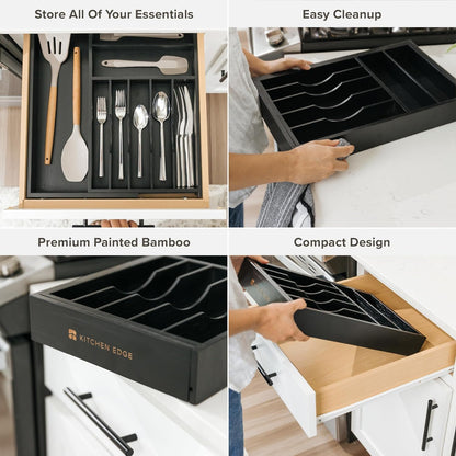Silverware & Utensil Drawer Organizer, 18-33 in, Bamboo | Cutlery, flatware, food-safe contract grade, kitchen drawer fit