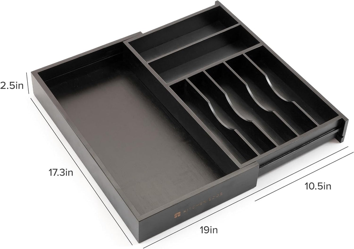 Silverware & Utensil Drawer Organizer, 18-33 in, Bamboo | Cutlery, flatware, food-safe contract grade, kitchen drawer fit