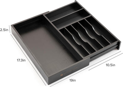 Silverware & Utensil Drawer Organizer, 18-33 in, Bamboo | Cutlery, flatware, food-safe contract grade, kitchen drawer fit