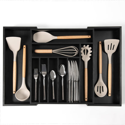 Silverware & Utensil Drawer Organizer, 18-33 in, Bamboo | Cutlery, flatware, food-safe contract grade, kitchen drawer fit
