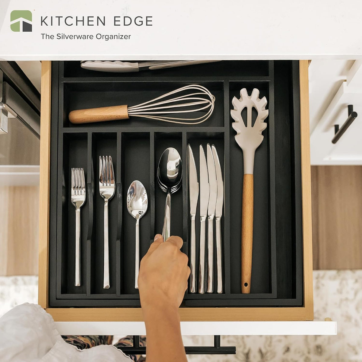 Silverware & Utensil Drawer Organizer, 18-33 in, Bamboo | Cutlery, flatware, food-safe contract grade, kitchen drawer fit