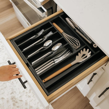 Silverware & Utensil Drawer Organizer, 18-33 in, Bamboo | Cutlery, flatware, food-safe contract grade, kitchen drawer fit