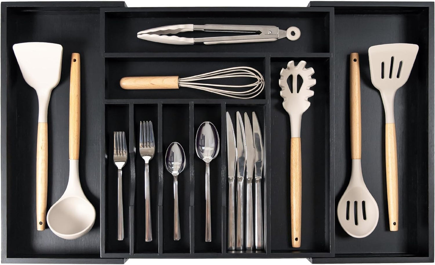 Silverware & Utensil Drawer Organizer, 18-33 in, Bamboo | Cutlery, flatware, food-safe contract grade, kitchen drawer fit