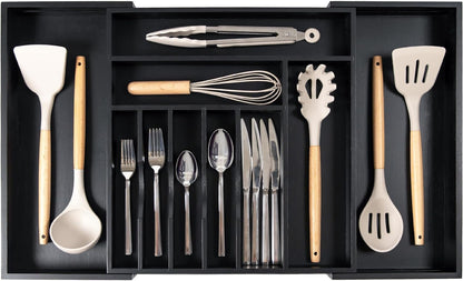Silverware & Utensil Drawer Organizer, 18-33 in, Bamboo | Cutlery, flatware, food-safe contract grade, kitchen drawer fit