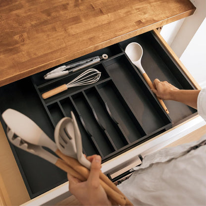 Silverware & Utensil Drawer Organizer, 18-33 in, Bamboo | Cutlery, flatware, food-safe contract grade, kitchen drawer fit
