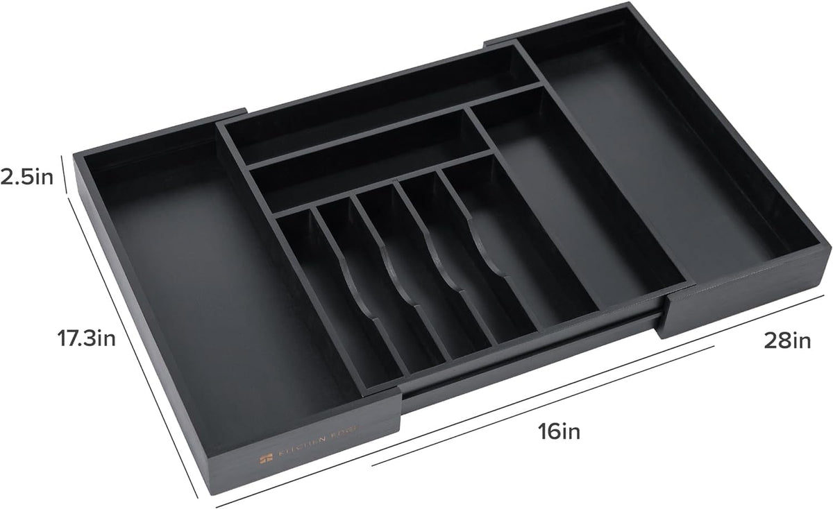 Silverware & Utensil Drawer Organizer, 18-33 in, Bamboo | Cutlery, flatware, food-safe contract grade, kitchen drawer fit