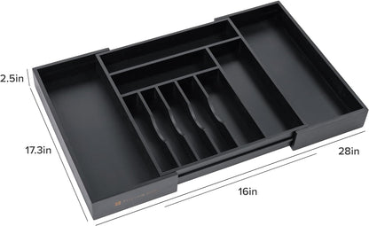 Silverware & Utensil Drawer Organizer, 18-33 in, Bamboo | Cutlery, flatware, food-safe contract grade, kitchen drawer fit