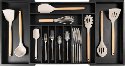 Silverware & Utensil Drawer Organizer, 18-33 in, Bamboo | Cutlery, flatware, food-safe contract grade, kitchen drawer fit