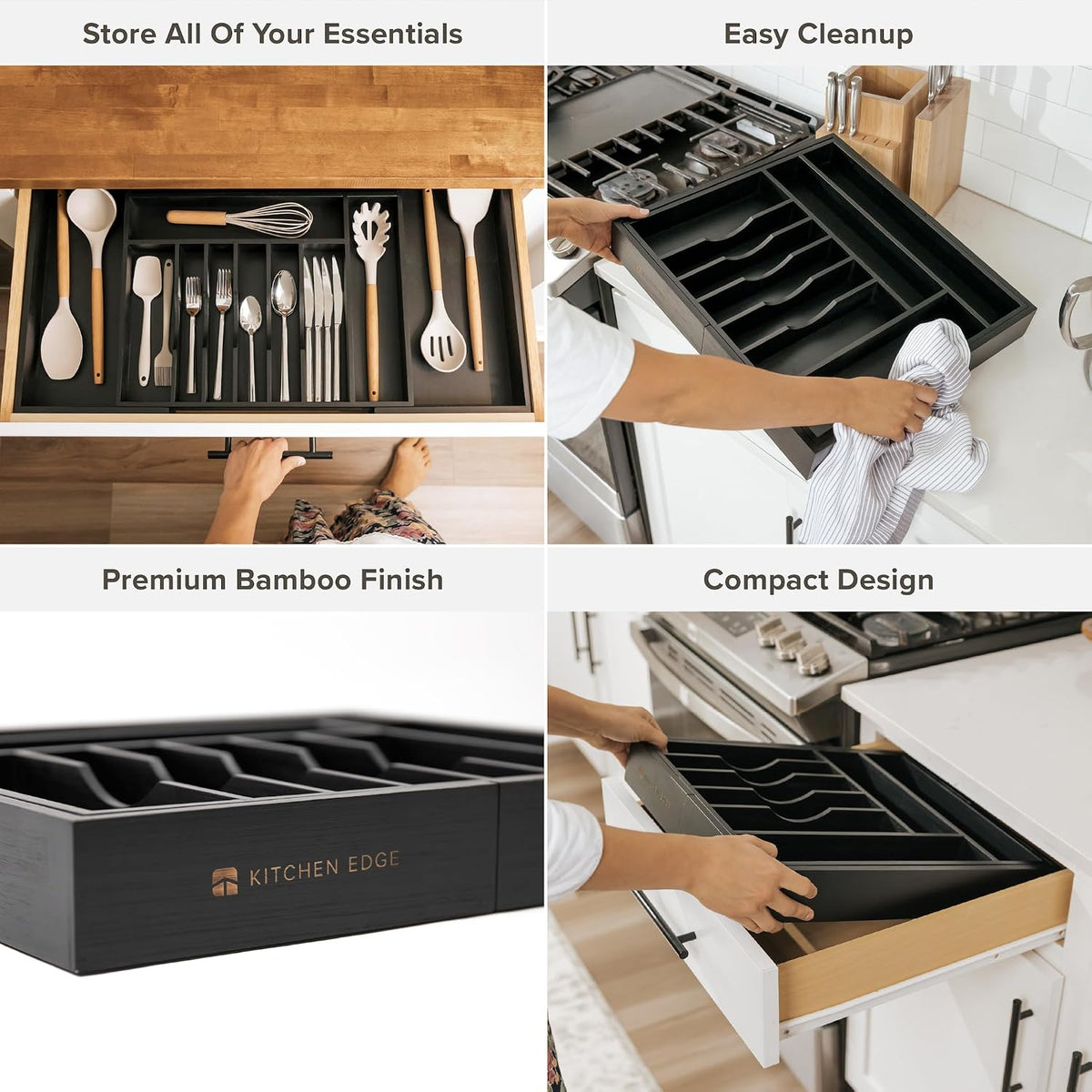 Silverware & Utensil Drawer Organizer, 18-33 in, Bamboo | Cutlery, flatware, food-safe contract grade, kitchen drawer fit