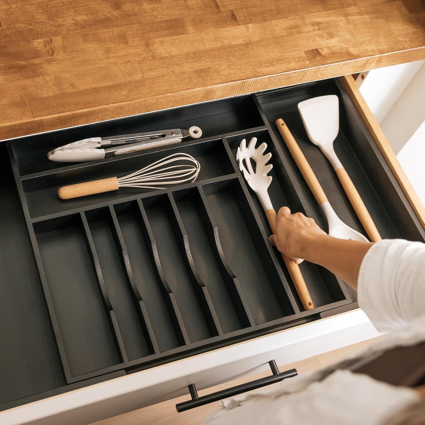 Silverware & Utensil Drawer Organizer, 18-33 in, Bamboo | Cutlery, flatware, food-safe contract grade, kitchen drawer fit