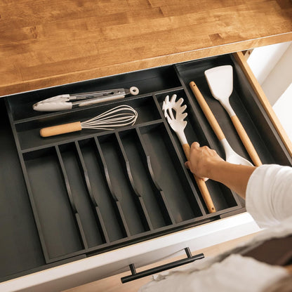 Silverware & Utensil Drawer Organizer, 18-33 in, Bamboo | Cutlery, flatware, food-safe contract grade, kitchen drawer fit