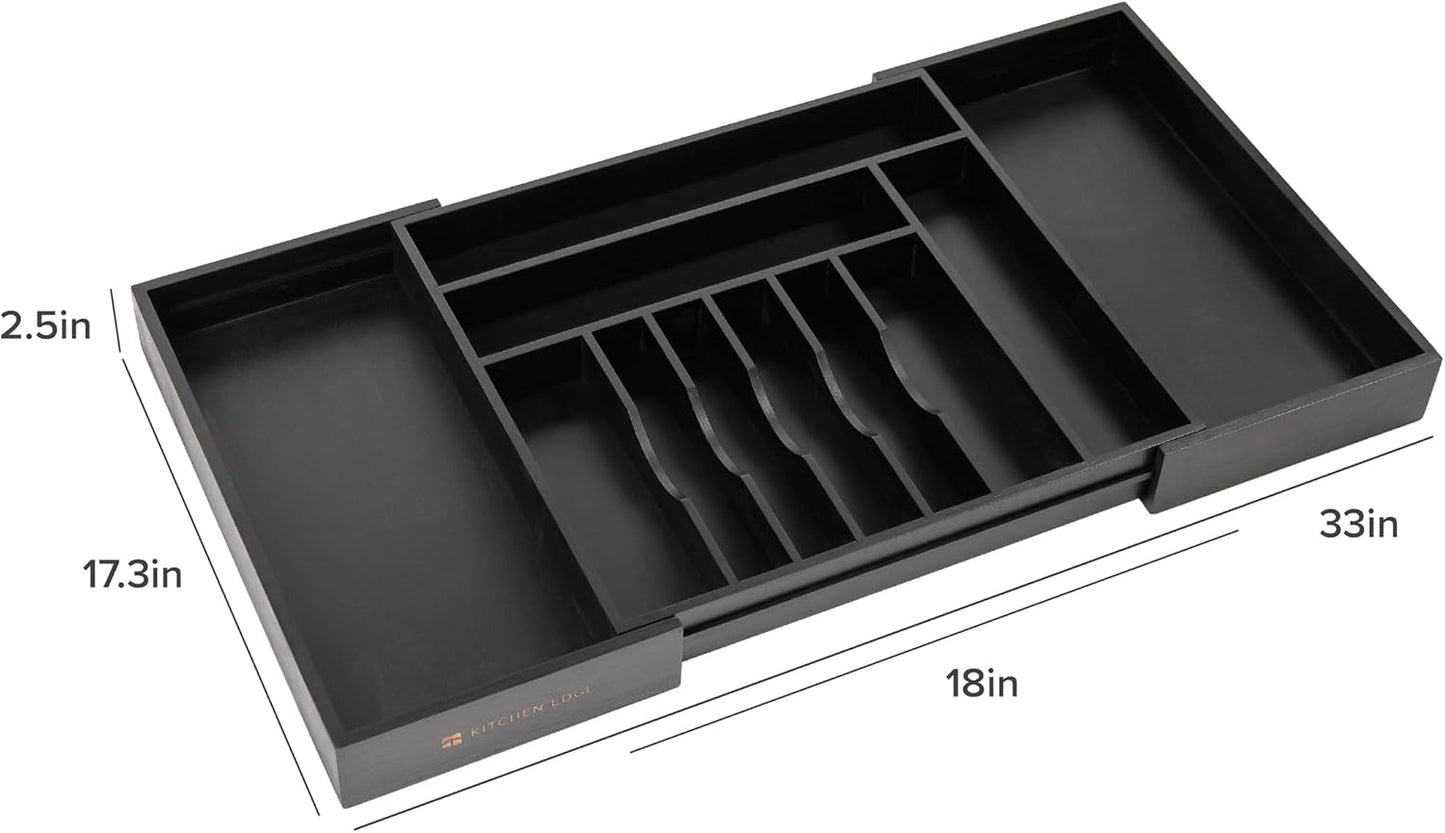 Silverware & Utensil Drawer Organizer, 18-33 in, Bamboo | Cutlery, flatware, food-safe contract grade, kitchen drawer fit
