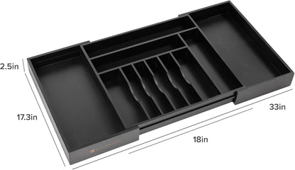 Silverware & Utensil Drawer Organizer, 18-33 in, Bamboo | Cutlery, flatware, food-safe contract grade, kitchen drawer fit