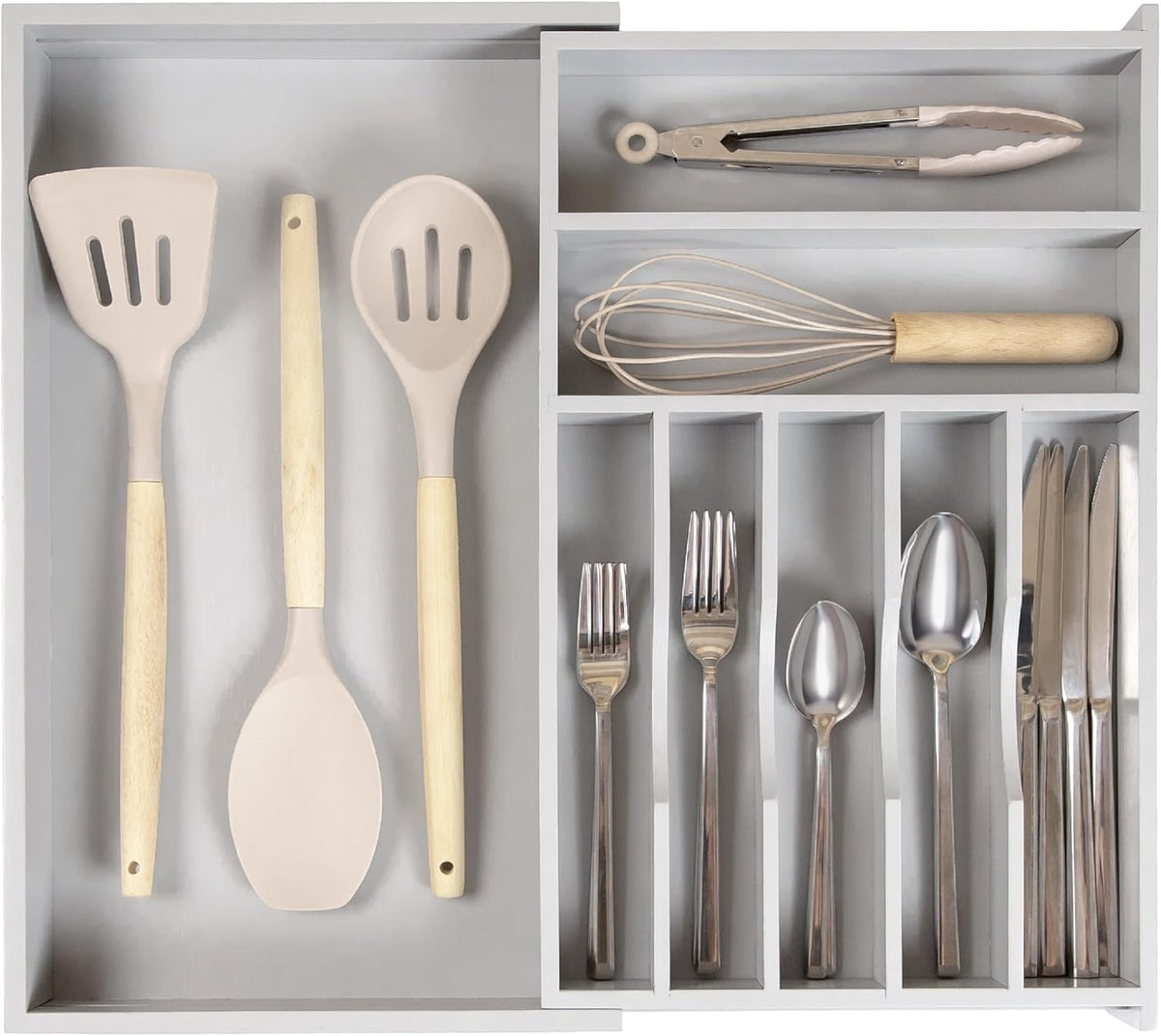 Silverware & Utensil Drawer Organizer, 18-33 in, Bamboo | Cutlery, flatware, food-safe contract grade, kitchen drawer fit