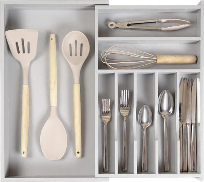 Silverware & Utensil Drawer Organizer, 18-33 in, Bamboo | Cutlery, flatware, food-safe contract grade, kitchen drawer fit