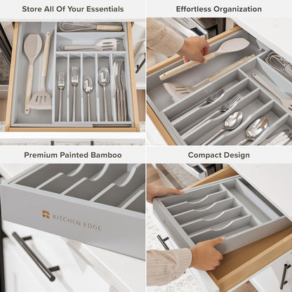 Silverware & Utensil Drawer Organizer, 18-33 in, Bamboo | Cutlery, flatware, food-safe contract grade, kitchen drawer fit