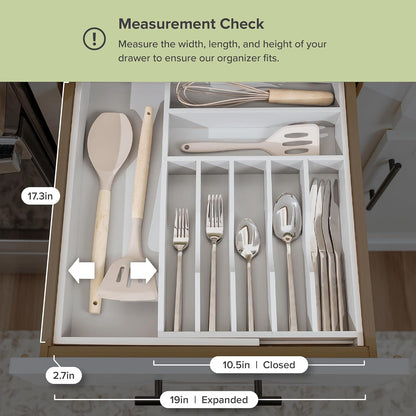 Silverware & Utensil Drawer Organizer, 18-33 in, Bamboo | Cutlery, flatware, food-safe contract grade, kitchen drawer fit