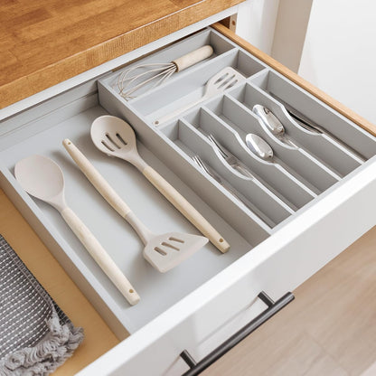 Silverware & Utensil Drawer Organizer, 18-33 in, Bamboo | Cutlery, flatware, food-safe contract grade, kitchen drawer fit