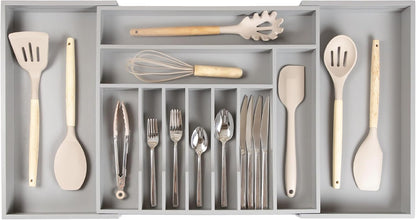 Silverware & Utensil Drawer Organizer, 18-33 in, Bamboo | Cutlery, flatware, food-safe contract grade, kitchen drawer fit