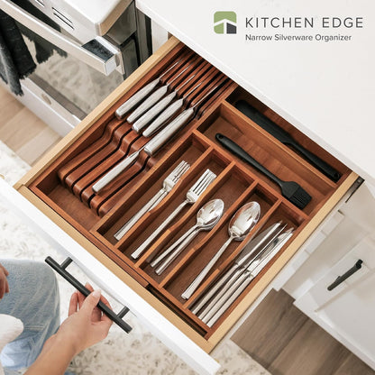 Silverware & Utensil Drawer Organizer, 18-33 in, Bamboo | Cutlery, flatware, food-safe contract grade, kitchen drawer fit