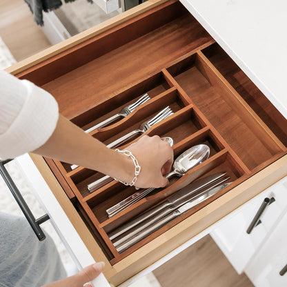 Silverware & Utensil Drawer Organizer, 18-33 in, Bamboo | Cutlery, flatware, food-safe contract grade, kitchen drawer fit