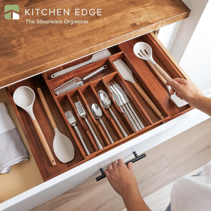 Silverware & Utensil Drawer Organizer, 18-33 in, Bamboo | Cutlery, flatware, food-safe contract grade, kitchen drawer fit