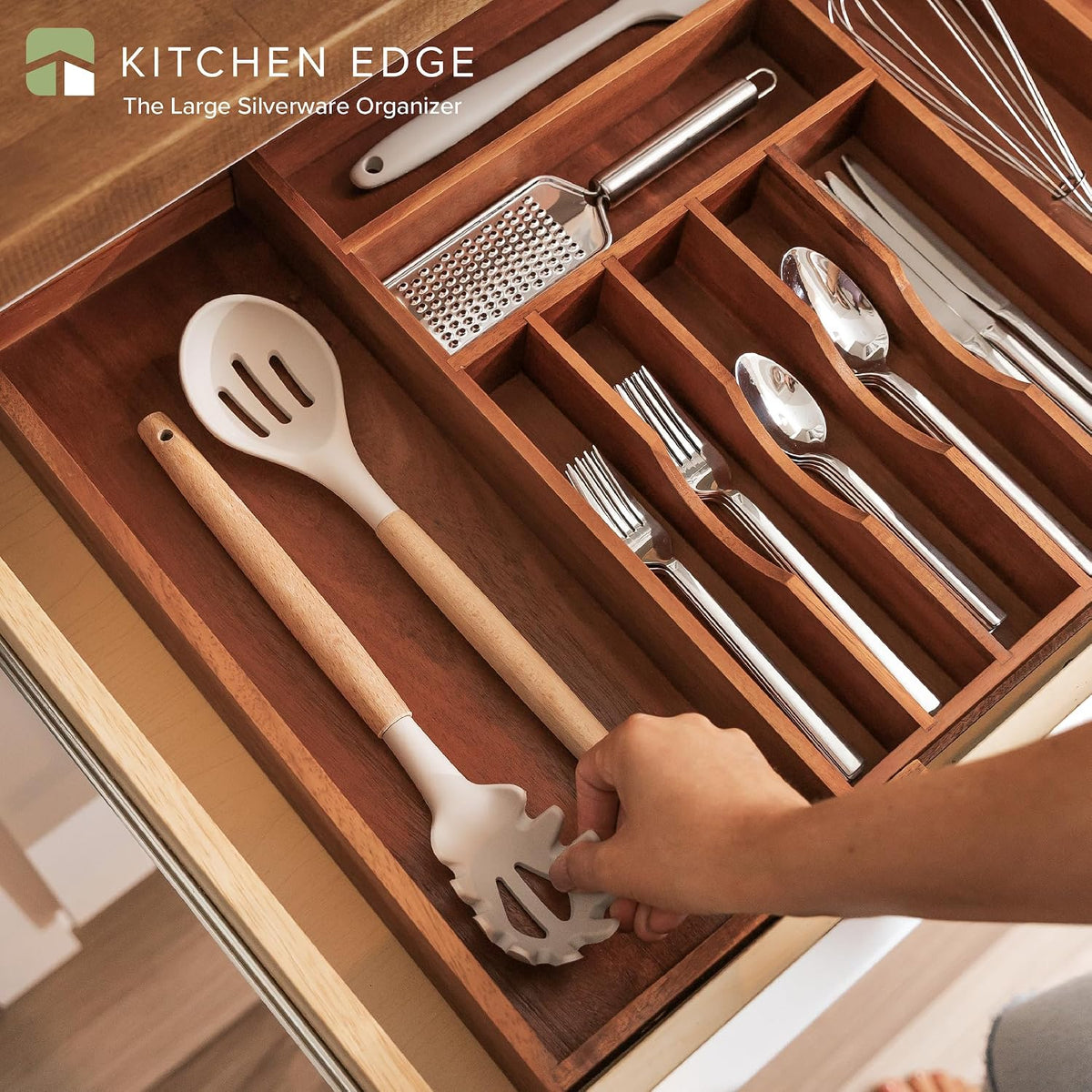 Silverware & Utensil Drawer Organizer, 18-33 in, Bamboo | Cutlery, flatware, food-safe contract grade, kitchen drawer fit