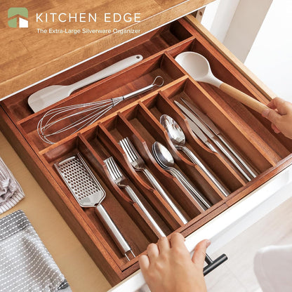 Silverware & Utensil Drawer Organizer, 18-33 in, Bamboo | Cutlery, flatware, food-safe contract grade, kitchen drawer fit
