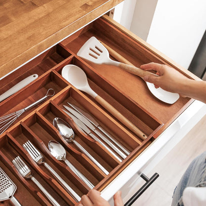 Silverware & Utensil Drawer Organizer, 18-33 in, Bamboo | Cutlery, flatware, food-safe contract grade, kitchen drawer fit