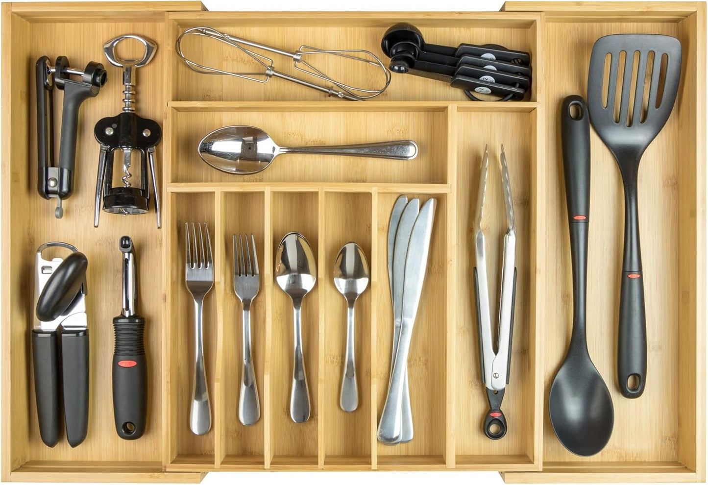 Silverware & Utensil Drawer Organizer, 18-33 in, Bamboo | Cutlery, flatware, food-safe contract grade, kitchen drawer fit
