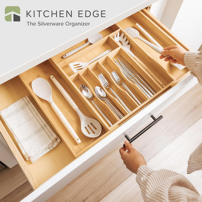 Silverware & Utensil Drawer Organizer, 18-33 in, Bamboo | Cutlery, flatware, food-safe contract grade, kitchen drawer fit
