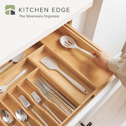 Silverware & Utensil Drawer Organizer, 18-33 in, Bamboo | Cutlery, flatware, food-safe contract grade, kitchen drawer fit
