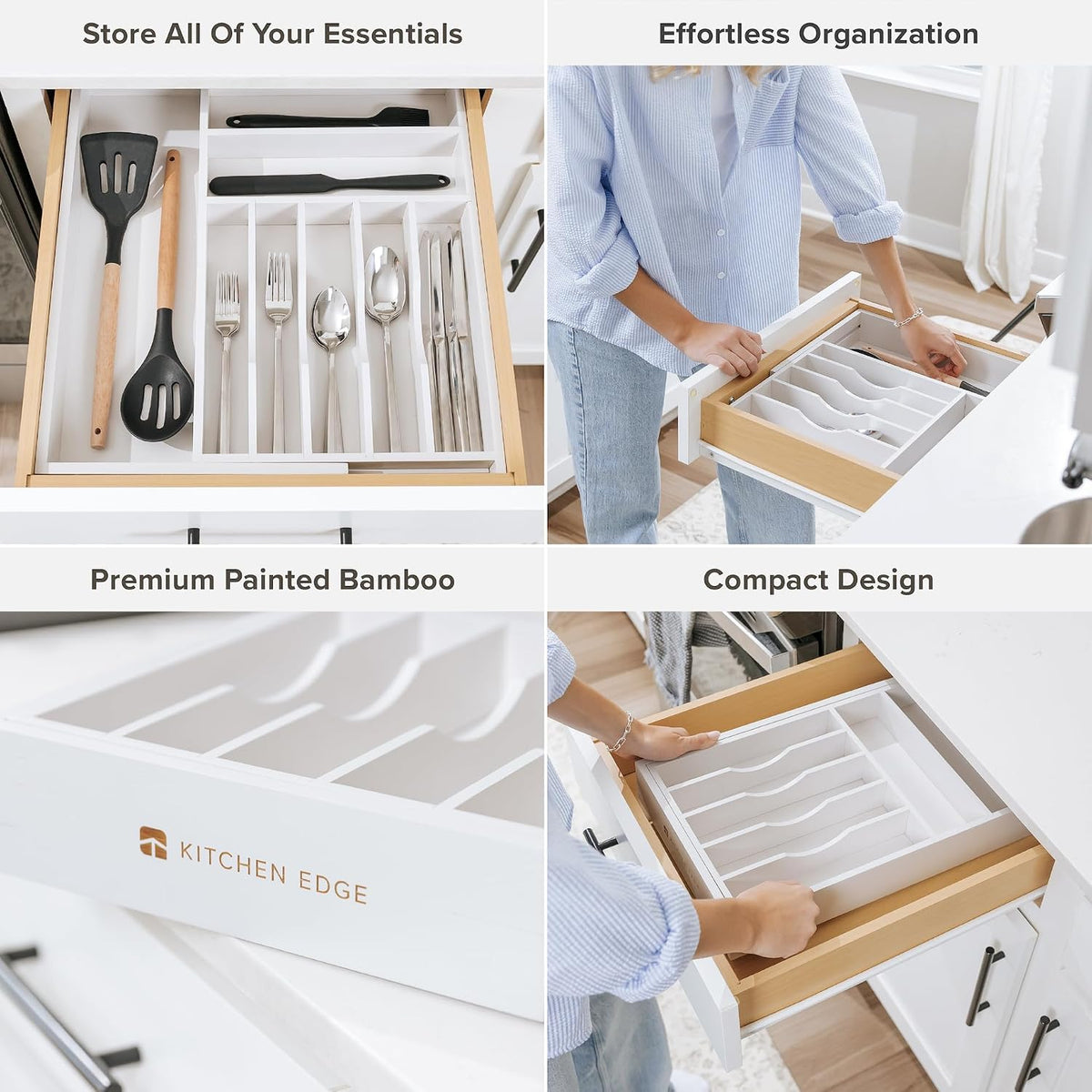 Silverware & Utensil Drawer Organizer, 18-33 in, Bamboo | Cutlery, flatware, food-safe contract grade, kitchen drawer fit