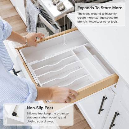 Silverware & Utensil Drawer Organizer, 18-33 in, Bamboo | Cutlery, flatware, food-safe contract grade, kitchen drawer fit
