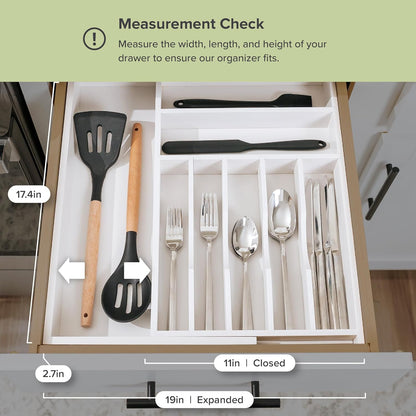 Silverware & Utensil Drawer Organizer, 18-33 in, Bamboo | Cutlery, flatware, food-safe contract grade, kitchen drawer fit