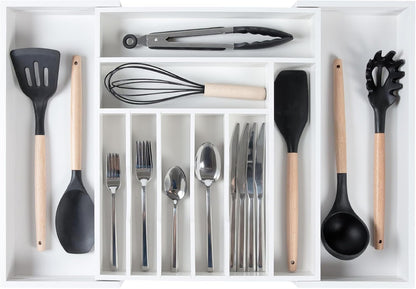 Silverware & Utensil Drawer Organizer, 18-33 in, Bamboo | Cutlery, flatware, food-safe contract grade, kitchen drawer fit