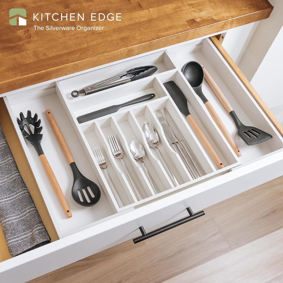 Silverware & Utensil Drawer Organizer, 18-33 in, Bamboo | Cutlery, flatware, food-safe contract grade, kitchen drawer fit
